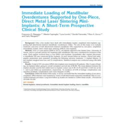 Immediate loading of mandibular overdentures supported by one-piece, direct metal laser sintering mini-implants: a short-term prospective clinical study