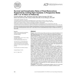 Survival and complication rates of fixed restorations supported by locking-taper implants: a prospective study with 1 to 10 years of follow-up